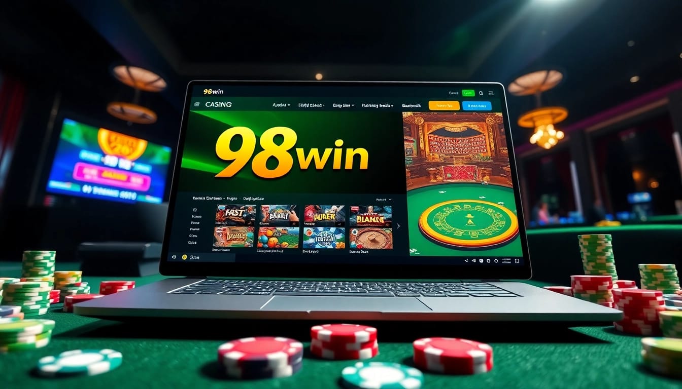98win online casino showcasing exciting games and vibrant atmosphere.