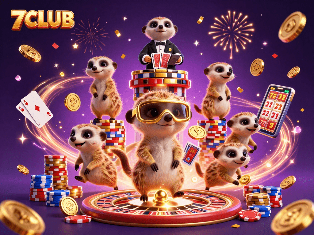 Experience thrilling gaming at 7CLUB with vibrant meerkat casino action and festive energy!