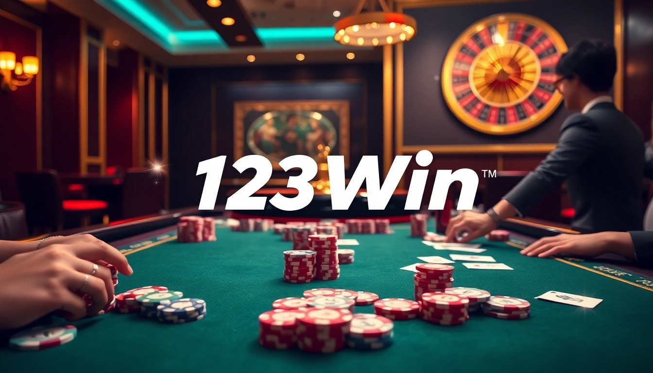 Experience the thrill of winning at 123Win casino tables with elegant dealers.