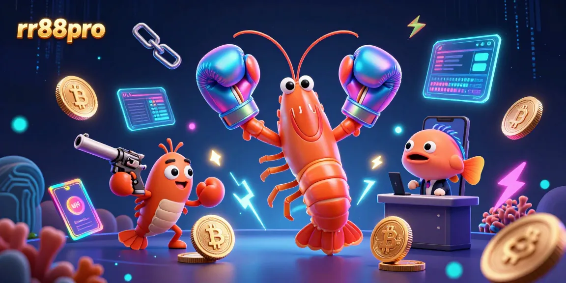 Engage in thrilling gambling adventures with rr88pro featuring vibrant shrimp characters and glowing crypto elements.