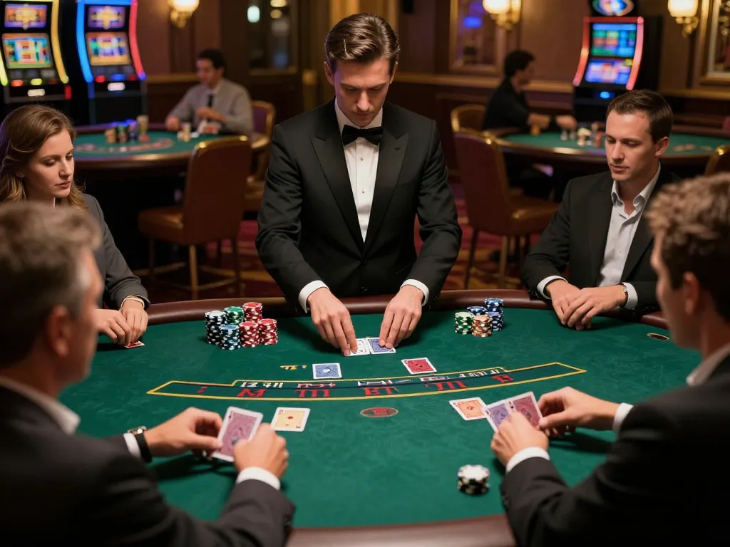 Experience exciting blackjack strategy at cm88betjuara with dealers and focused players in a luxurious casino.