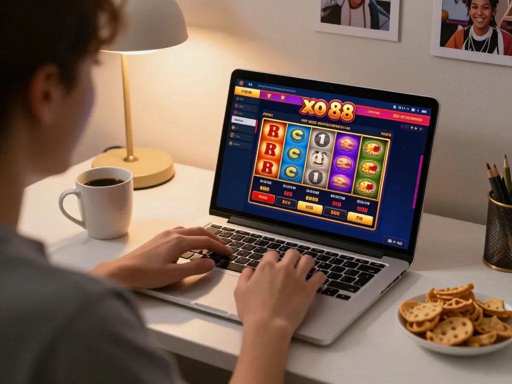Engaging gaming session on xo 88 online casino platform with vibrant slots on screen