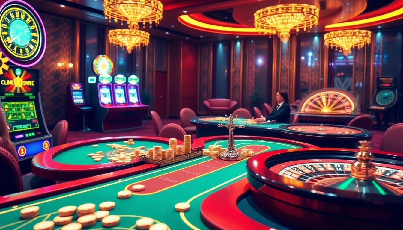Experience the thrill of online gambling like https://bl-555.io/ with vibrant casino scenes showcasing excitement and luxury.