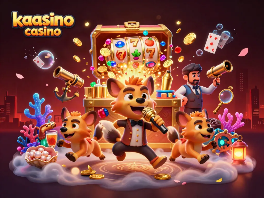 Engage at kaasino casino with vibrant cartoon hyenas running a comedy casino club, full of exciting gaming elements.