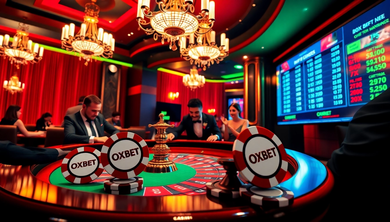 Players at an OXBET roulette table enjoying the high-stakes atmosphere of the casino.