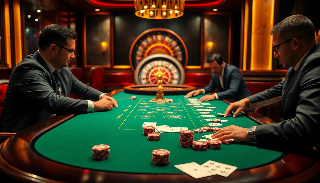 Experience high-stakes poker action at FABET casino with elegant chips and cards.