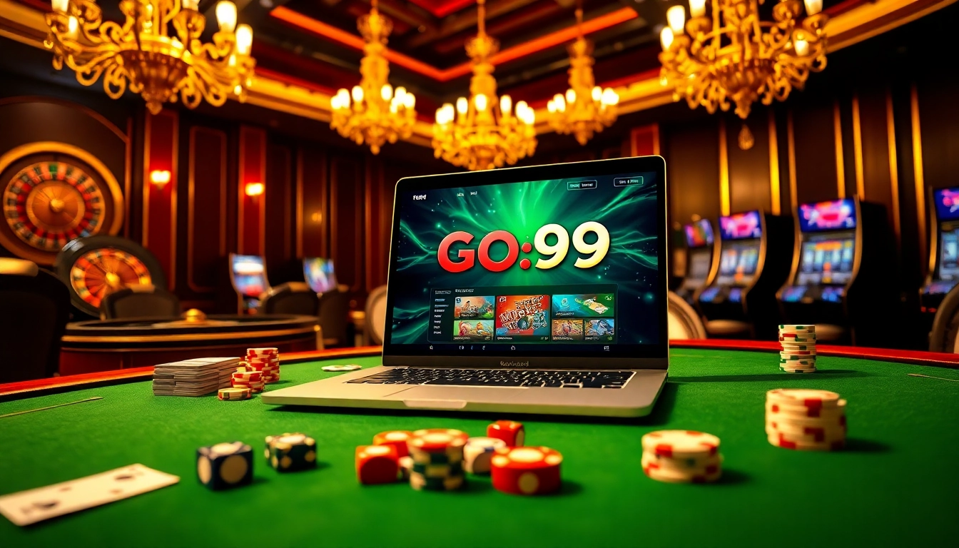 Experience the thrill of go99 online gambling amidst luxury casino elements.
