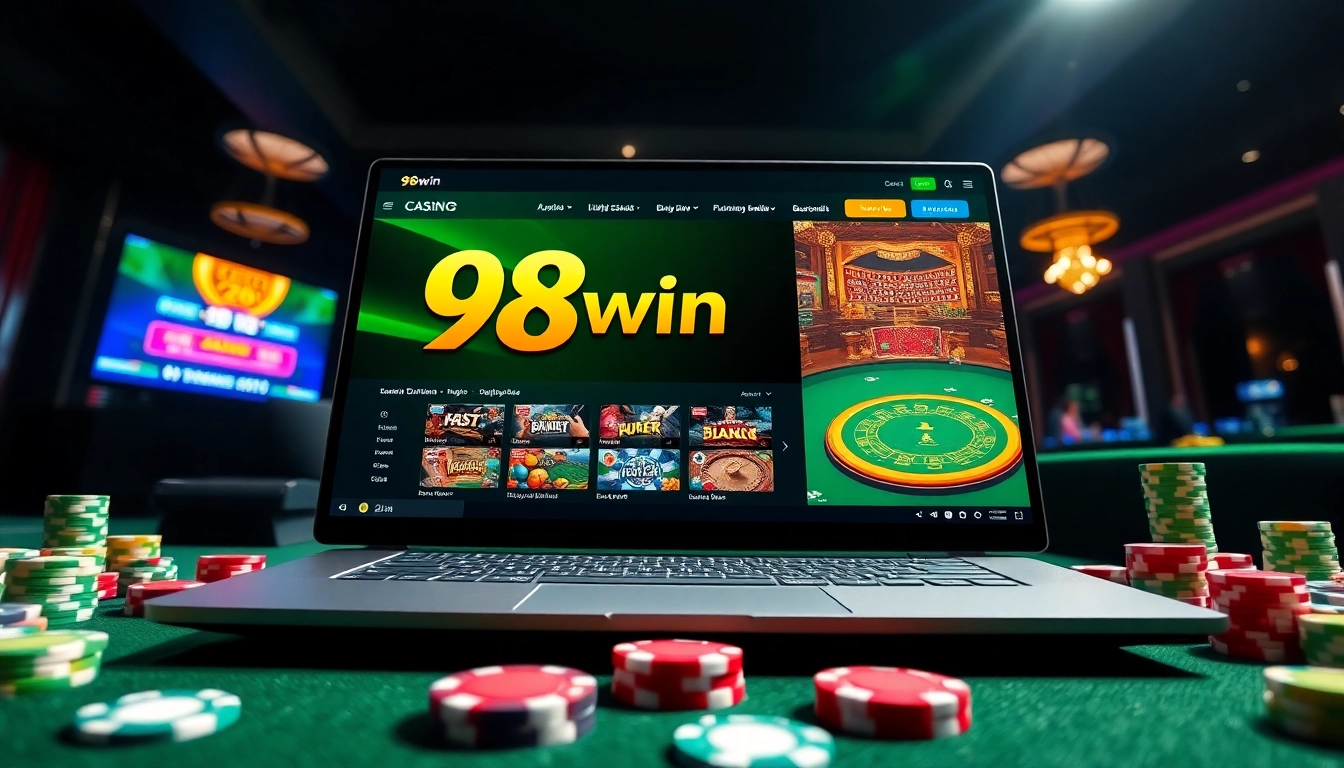 98win online casino showcasing exciting games and vibrant atmosphere.