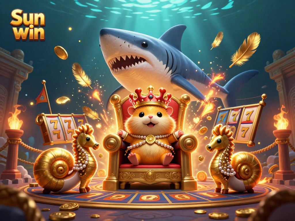 Engage in thrilling gameplay at Sun win, featuring a vibrant underwater casino scene with animated characters.
