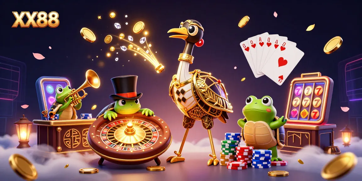 Experience thrilling gameplay at XX88 with vibrant, dynamic casino elements and charming animated characters.