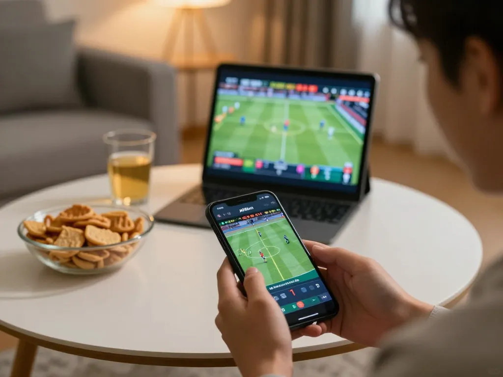 Place strategic bets on ai88bet using smartphone and tablet at home sports betting setup