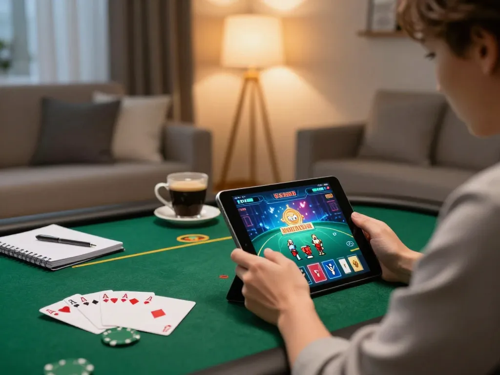 Player engaging in poker on alo8, showcasing a winning hand with strategic focus.