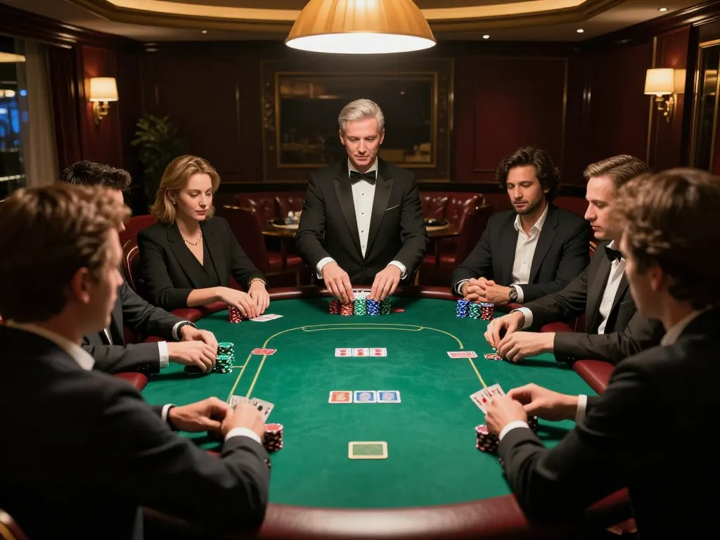 Players strategizing in a luxury poker game at Thabet, showcasing high-stakes excitement and gameplay