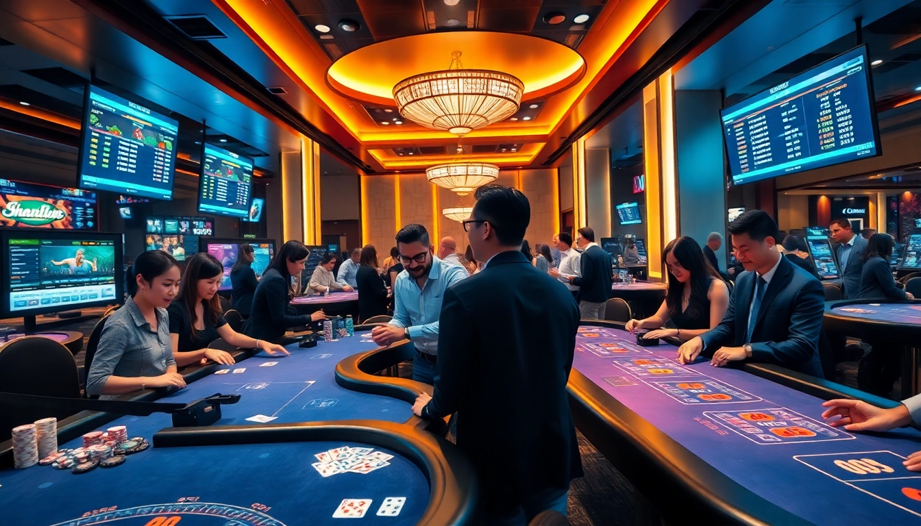 A dynamic betting scene at 8kbettt.co, showcasing inclusive gaming experiences in an upscale casino environment.