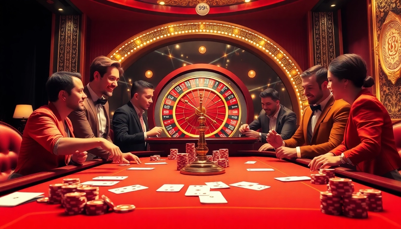 Experience the thrill of 89 bet with players engaging at a luxurious casino table filled with chips and cards.
