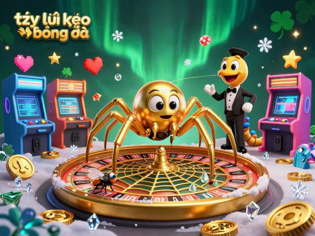 Place your bets with tỷ lệ kèo bóng đá illustrated in a vibrant 3D casino scene filled with colorful gaming elements and characters.