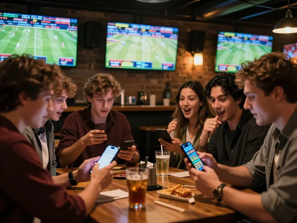 Engaging atmosphere at FABET trang cá cược where friends place bets on live games.