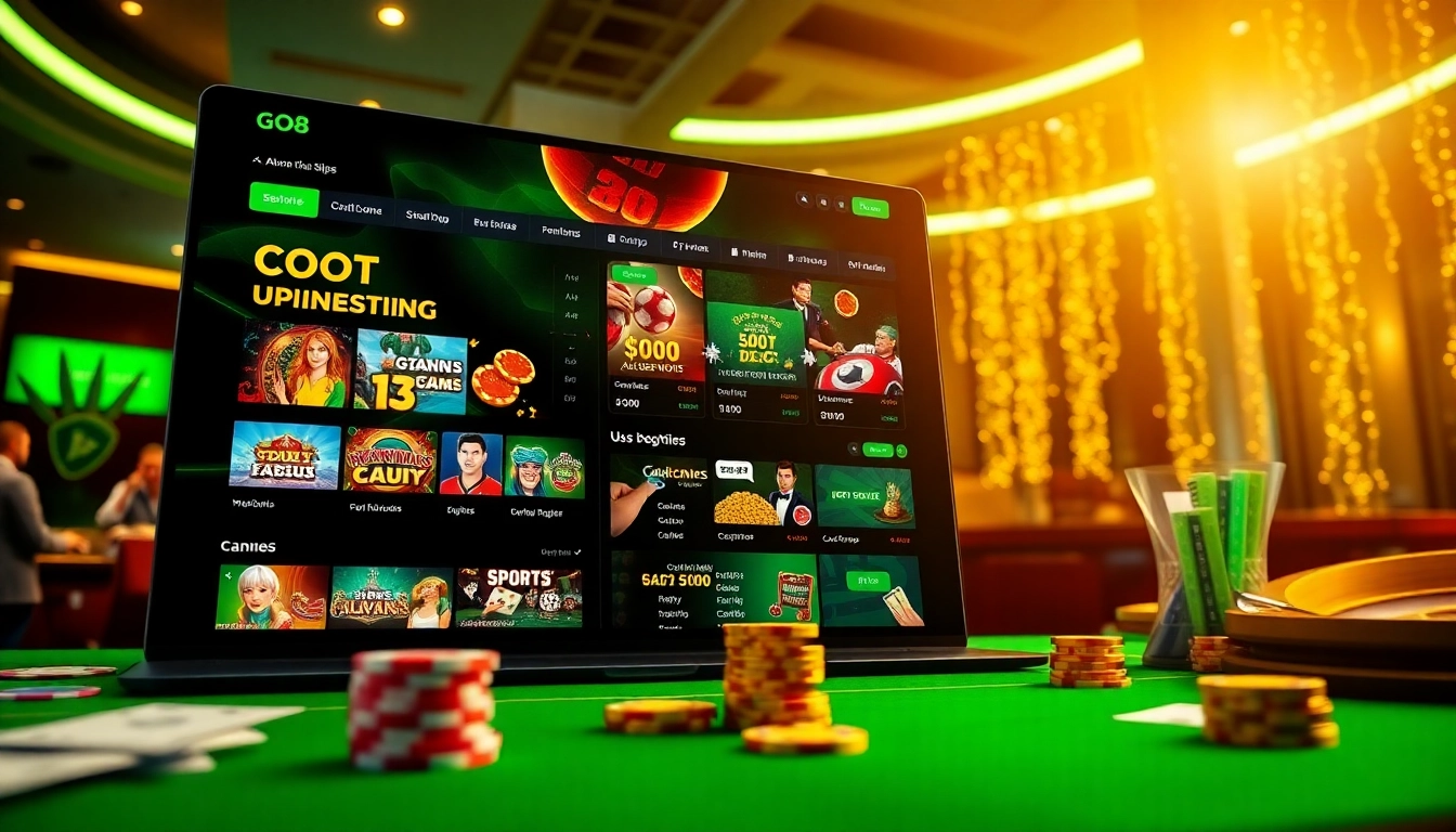 Engaging promotional image showcasing GO8 online gambling platform with vibrant colors and user-friendly interface.