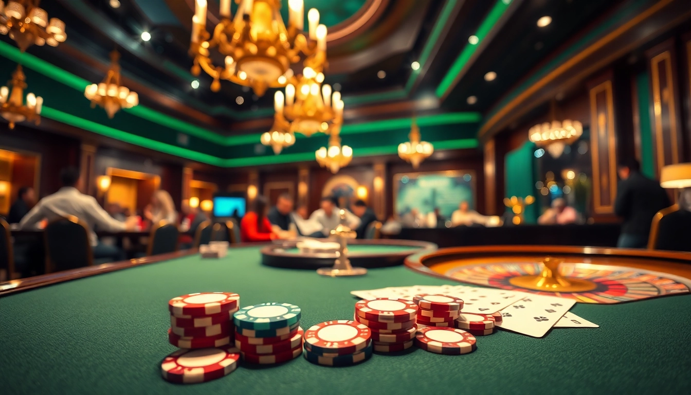 Play poker at a luxurious casino with thrilling 11WIN chips, cards, and roulette wheel.