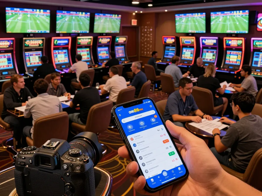 Experience the thrill of betting on one88me with friends in a vibrant casino sports lounge.
