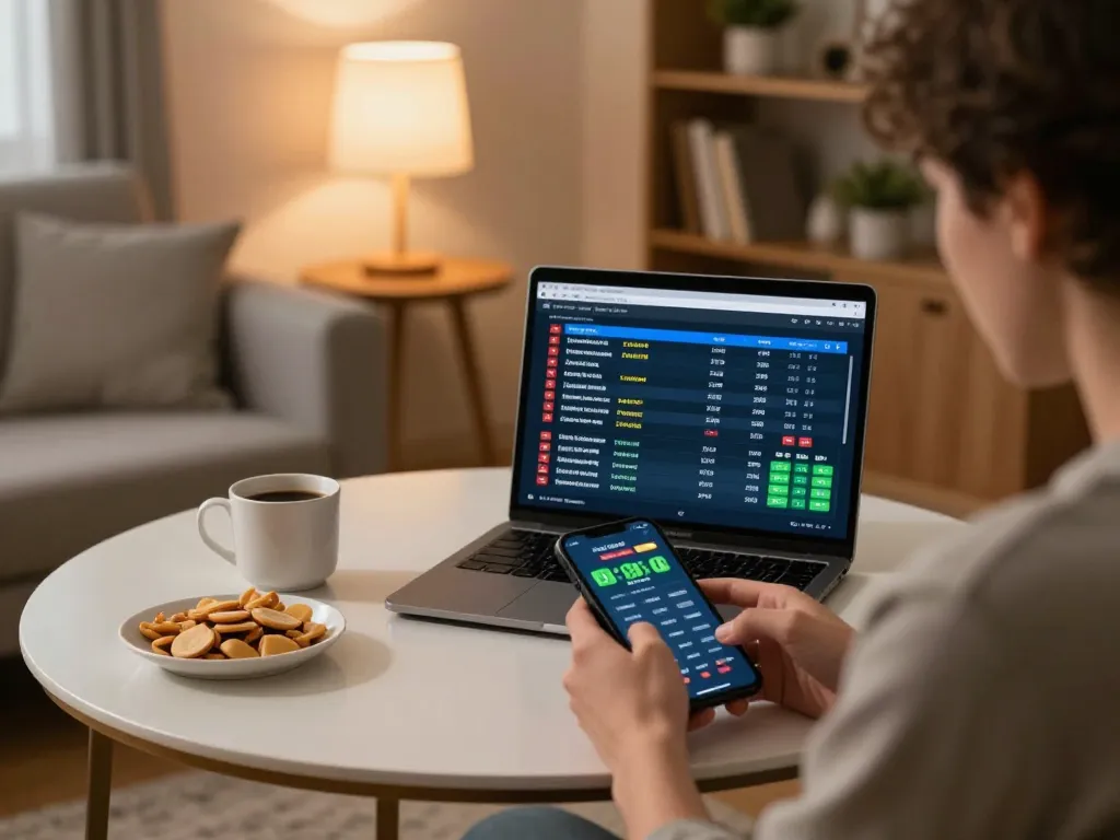 Experience kèo nhà cái through dynamic sports betting on mobile device in a cozy living room atmosphere
