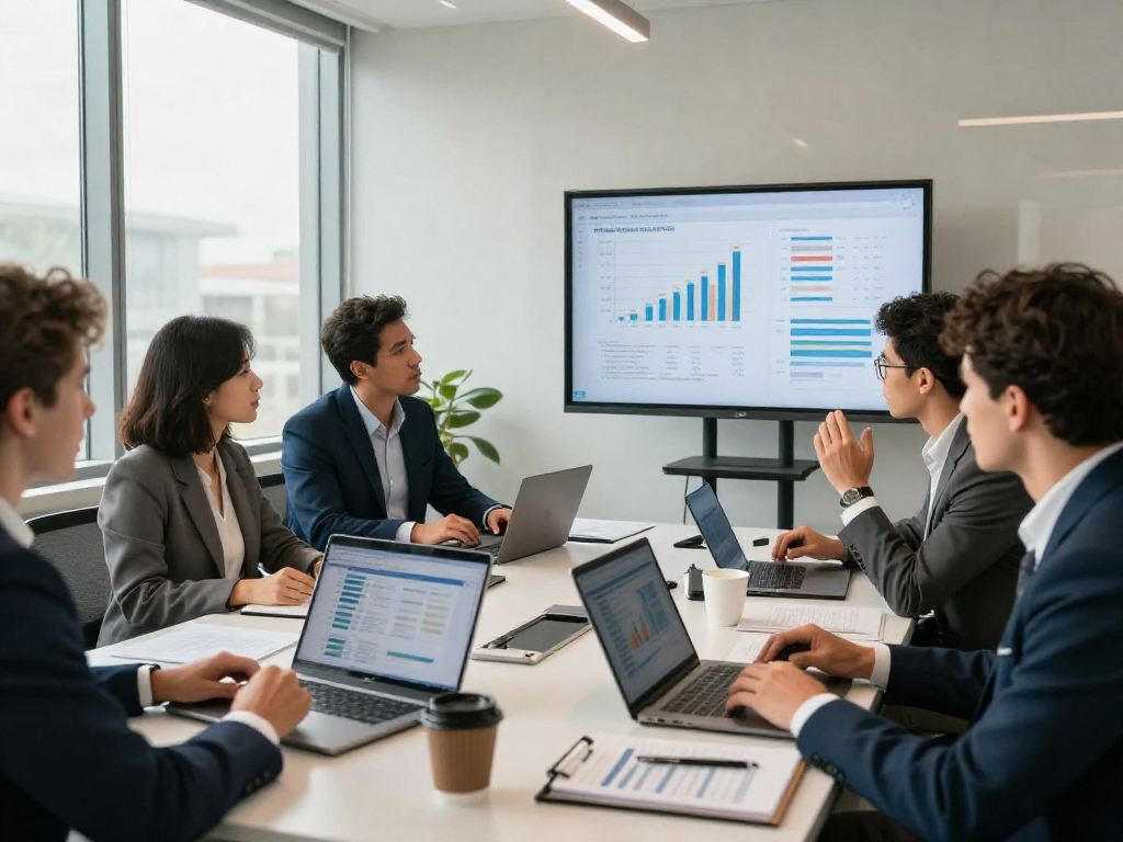 Professionals bespreken zakelijk krediet oplossingen in moderne kantooromgeving.