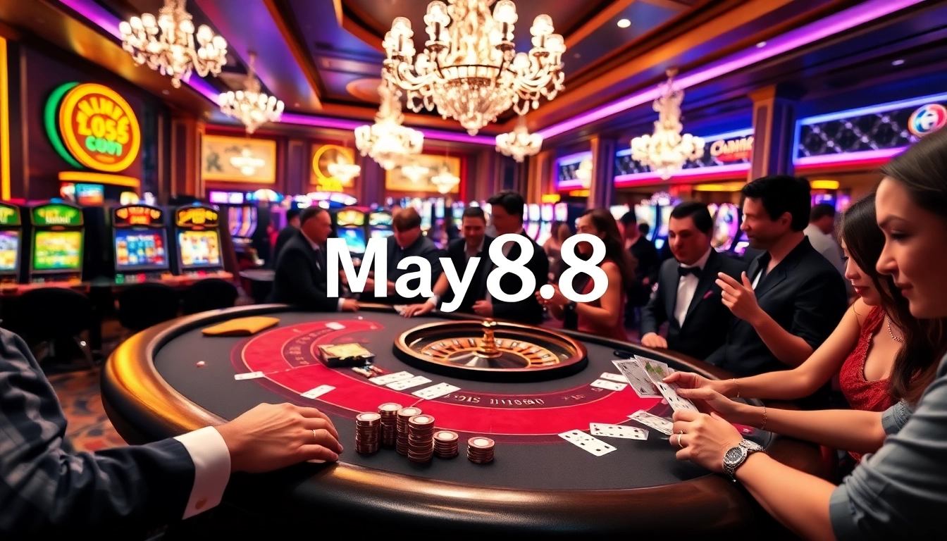 May88 players enjoying high-stakes blackjack and engaging with vibrant casino games.