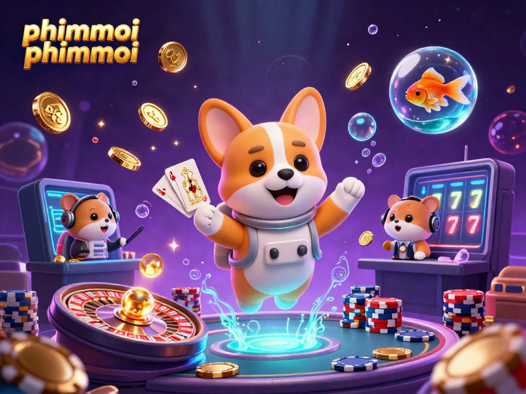 Experience phimmoi phimmoi in a bustling space station casino with vibrant 3D characters and games.