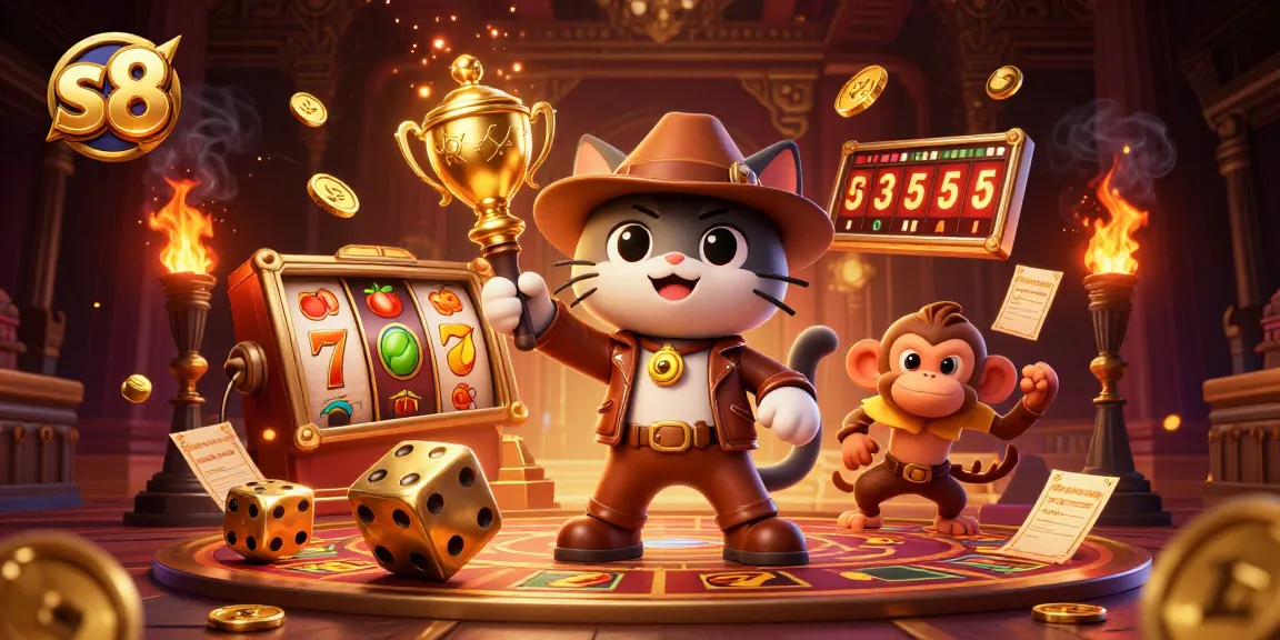 Experience thrilling moments at s8 with a cat archaeologist discovering treasures in a dynamic casino scene.