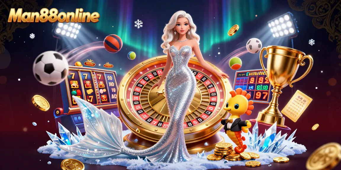 Experience excitement at Man88online with a glamorous mermaid and roulette in action.