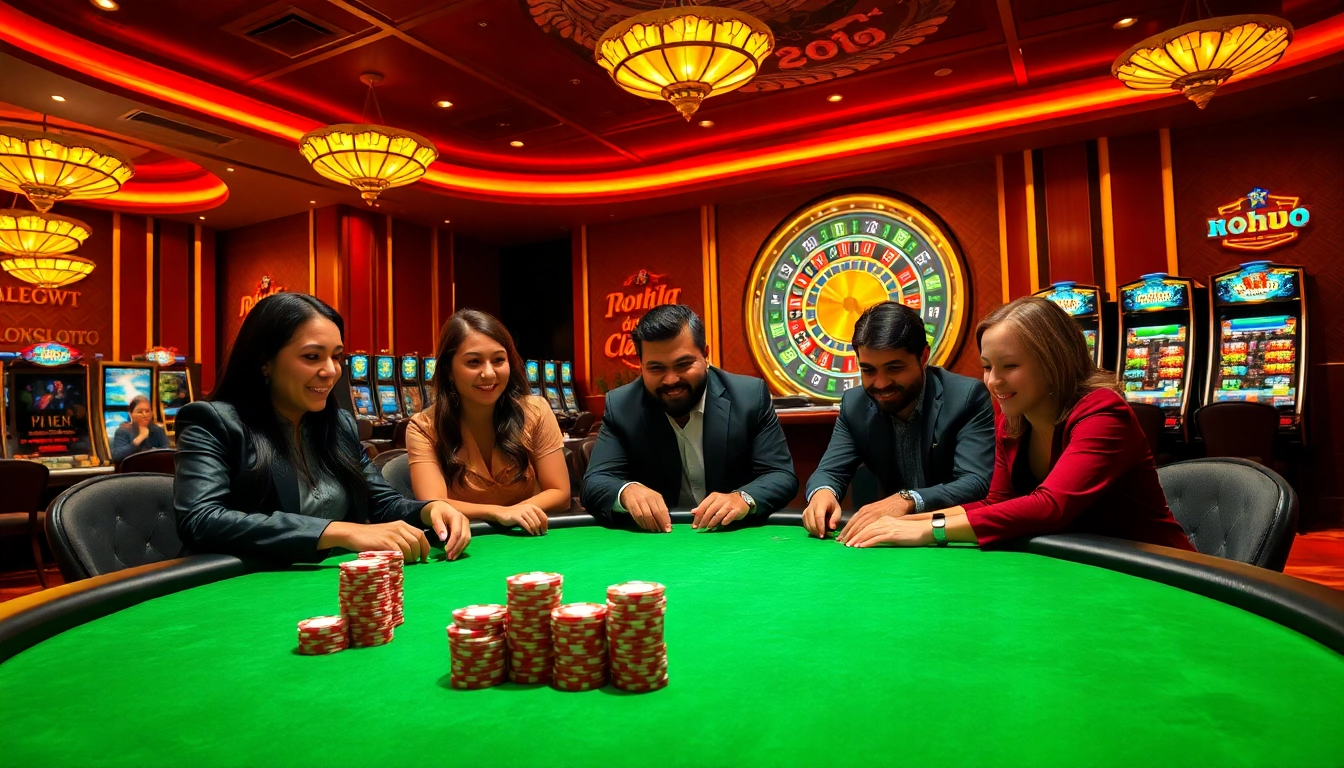 Experience the thrill of gaming at nohu90 with vibrant casino tables and engaged players.
