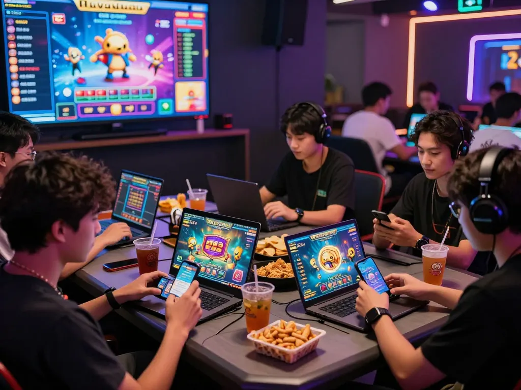 B52Club players engaging in thrilling online games, showcasing vibrant graphics and community.