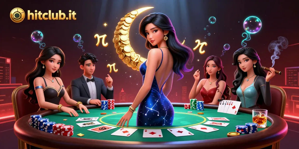 Playing poker with hitclub-it, an elegant Asian woman captivates in a cosmic gown