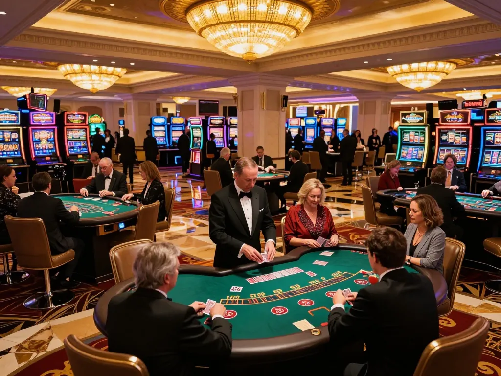 Players enjoying a thrilling blackjack game at the 888new casino, surrounded by vibrant atmosphere and social excitement.