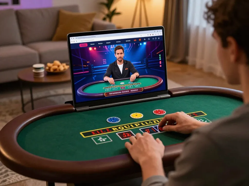Topclub player strategically betting at a live dealer blackjack table on a laptop.