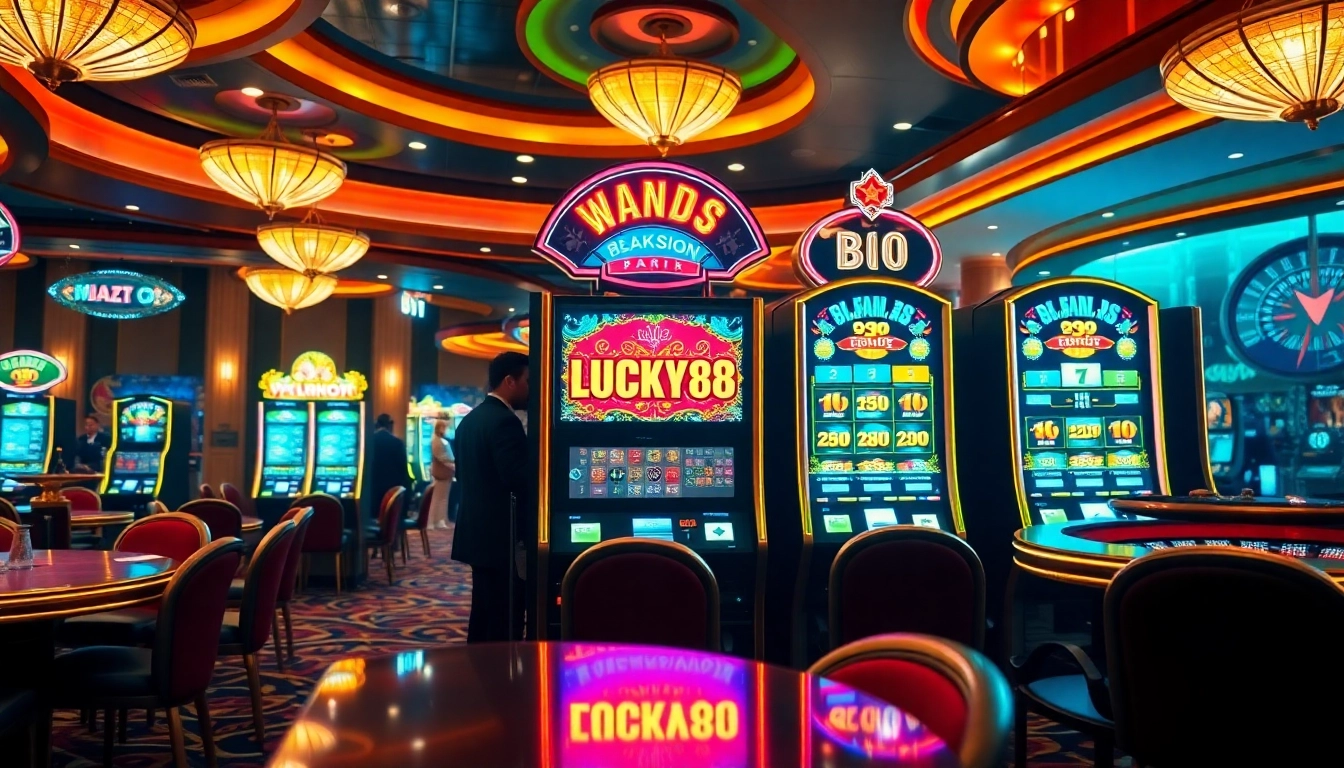 Experience the excitement of LUCKY88 slot machines in a vibrant casino atmosphere.
