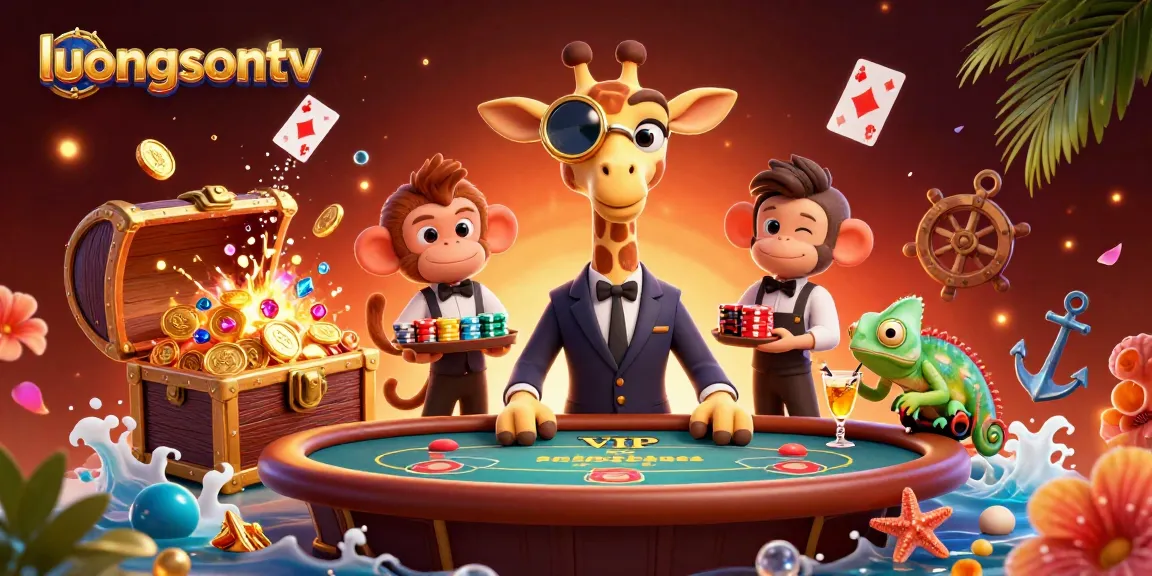 Experience engaging thrill with luongsontv, featuring a lively 3D gambling scene with vibrant characters and elements.
