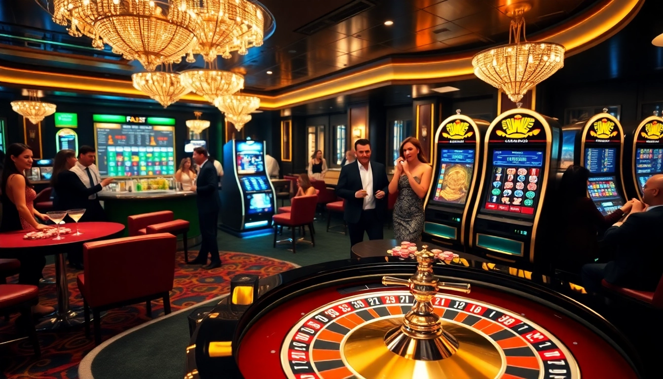 fabet online gambling platform with roulette and slot games in a luxurious environment