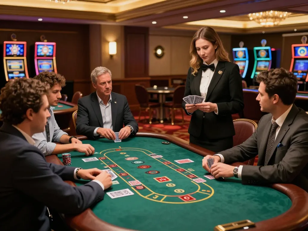 Players engaging in a strategic blackjack game at RR99 casino, enhancing skills and odds management.