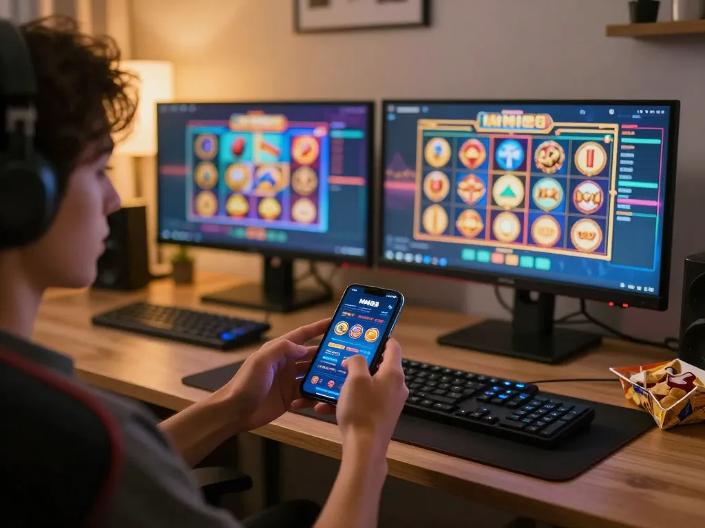 Player engaging with MM88 casino app on smartphone during an online gaming session.