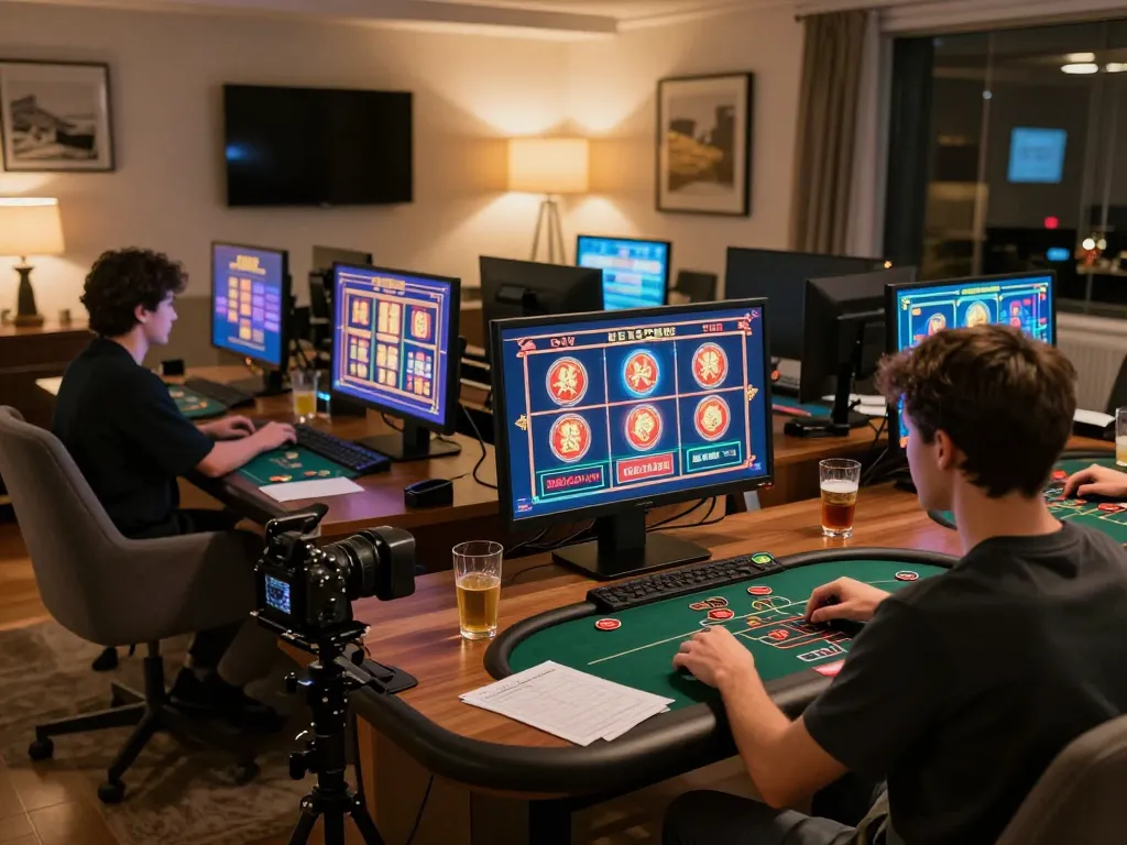 Hitclub player enjoying strategic online gambling with multiple game screens in a stylish home setup.