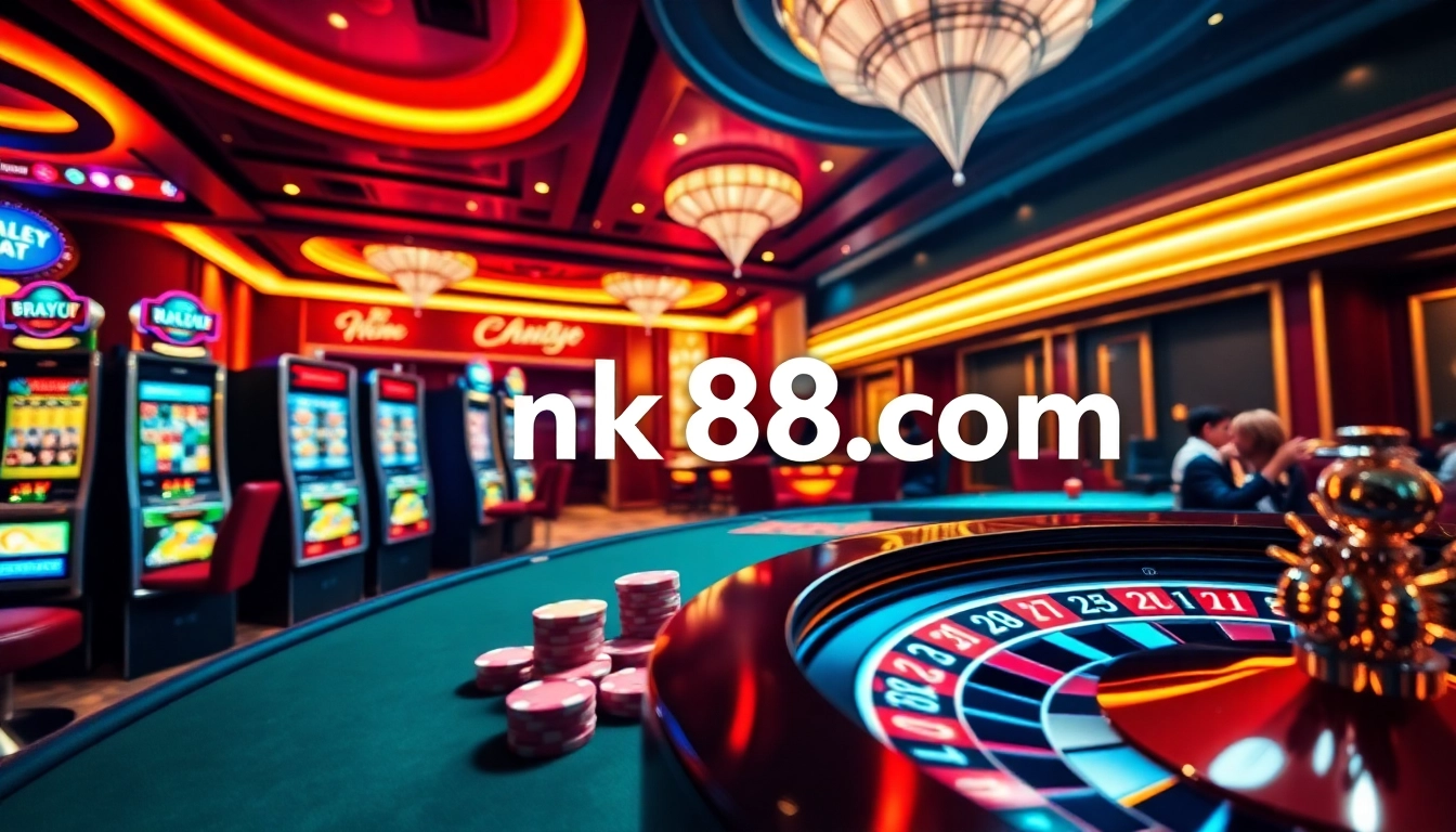Experience thrilling gameplay at nk88.com with dynamic poker chips and casino tables.