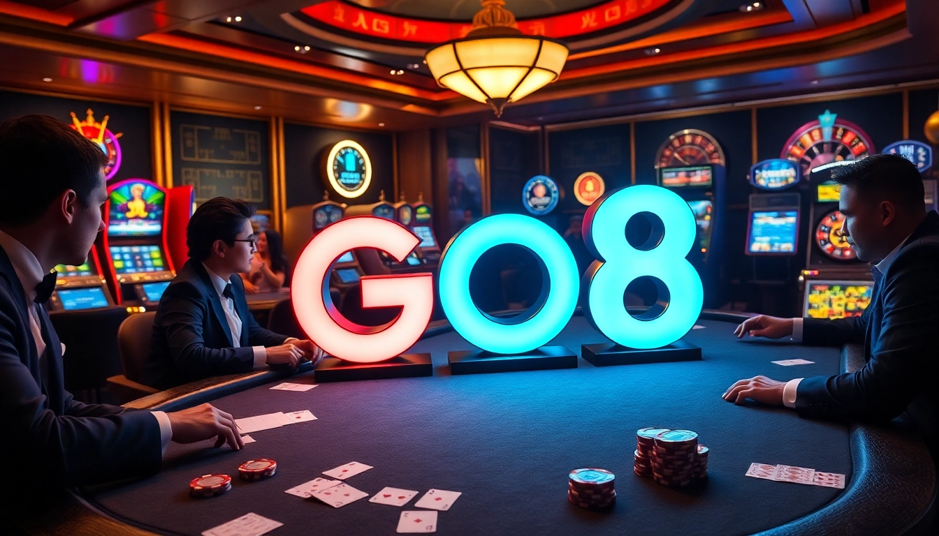 Enjoy thrilling gameplay at GO8's luxurious casino tables featuring poker and slots.