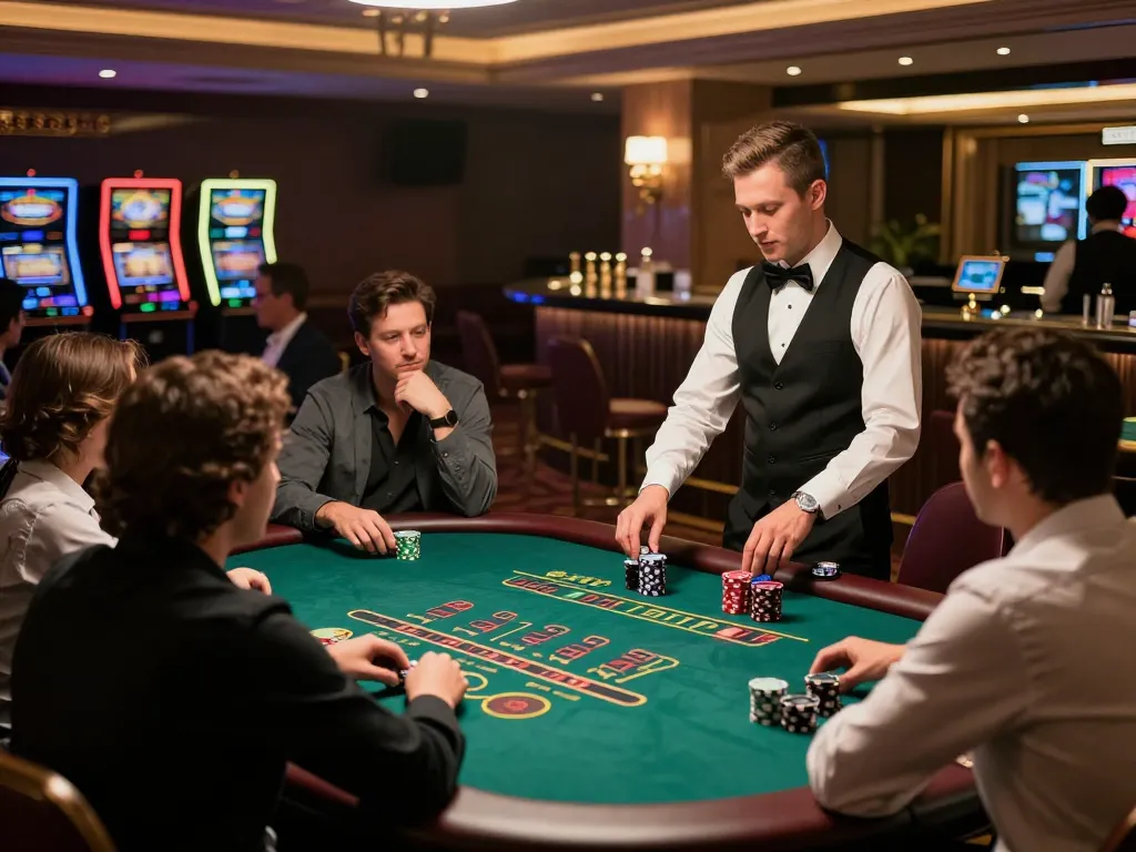 Players enjoying a thrilling blackjack game at VNLOTO, showcasing strategic engagement and excitement.