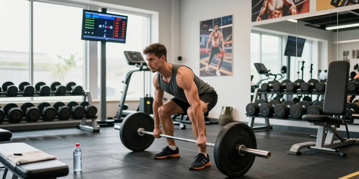 Prime Pharma Steroiden showcased in an energetic gym scene with a bodybuilder performing deadlifts, highlighting fitness goals and equipment.