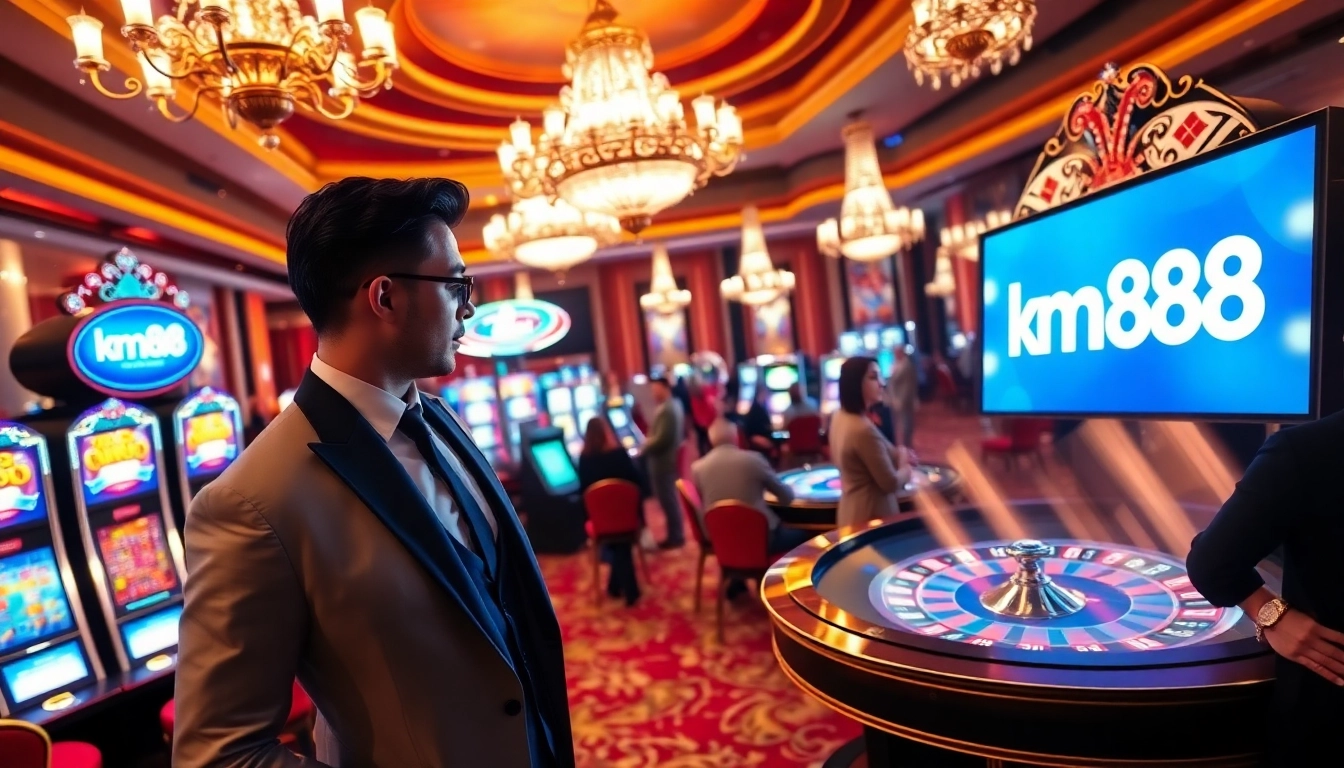 Play exciting games at km88 casino with vibrant slot machines and thrilling roulette.