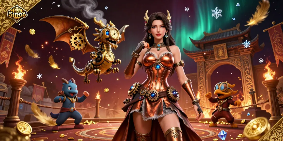 SIN88 casino experience highlighting unique steampunk elements with thrilling gold tokens and dragon energy.