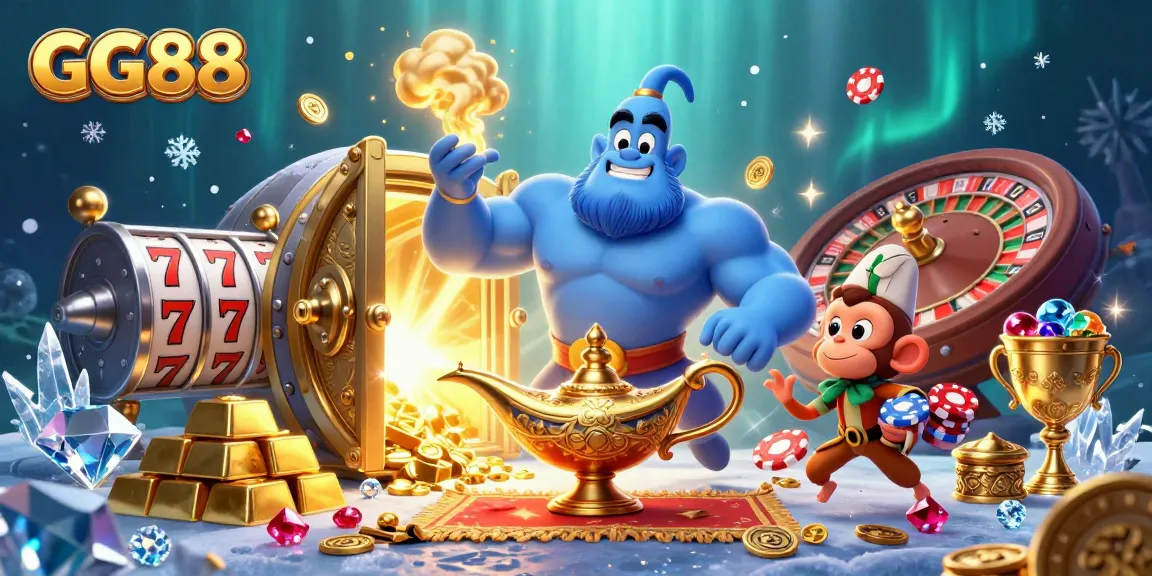 Play exciting slots at GG88 with a genie and classic casino elements bursting with winning potential.