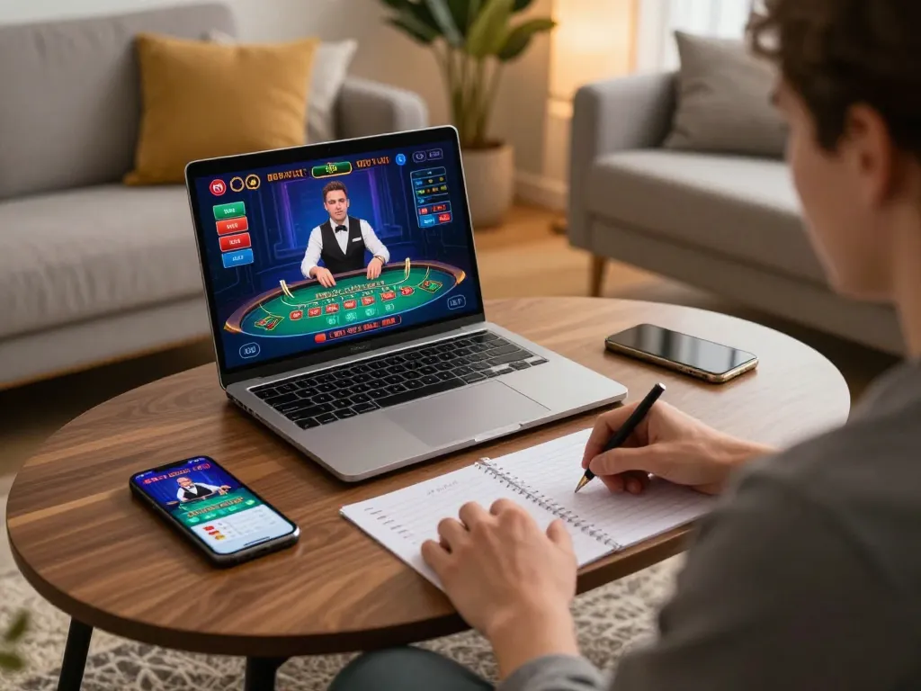 Engaging in live dealer blackjack online at ga888n in a cozy home setting.