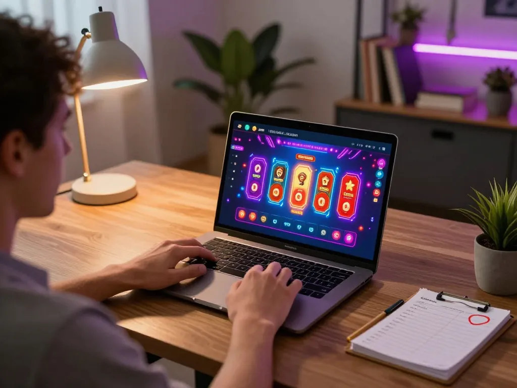 Engaging in online gambling at lc88, showcasing a player interacting with a live casino app on their laptop, highlighting strategic gameplay
